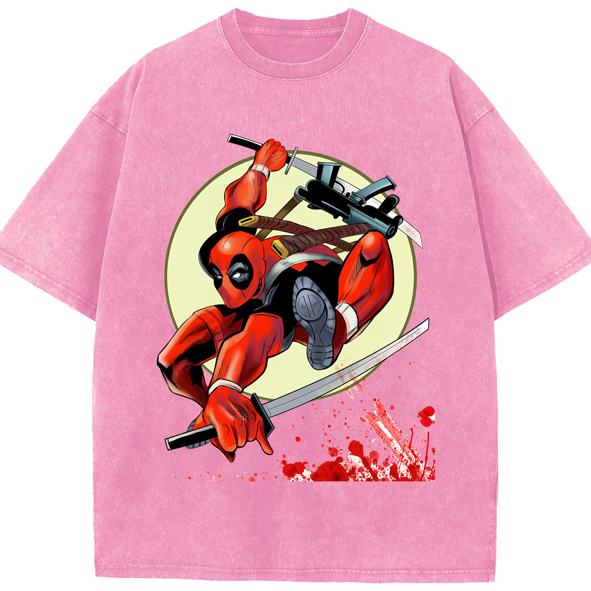 （画像用） Deadpool デッドプール 綿100% ヴィンテージ風 半袖Tシャツ（フロントプリント）